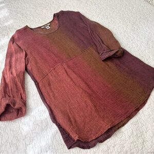 Vintage FLAX Engelheart linen gauze tunic Sunset size L Cottagecore Coastal